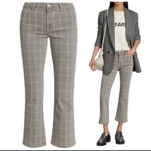 FRAME Le Crop Mini Boot Plaid Pant Jean in Window Pane Washed Plaid